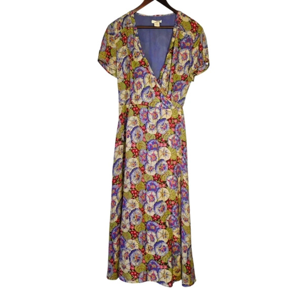 Sundance Dresses Sundance 0 Silk Lorelei Floral Midi Wrap Dress